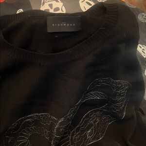 BLACK FRIDAY SPECIAL John Richmond Blk Cashmere Sweater Vest w Snake Embroidery